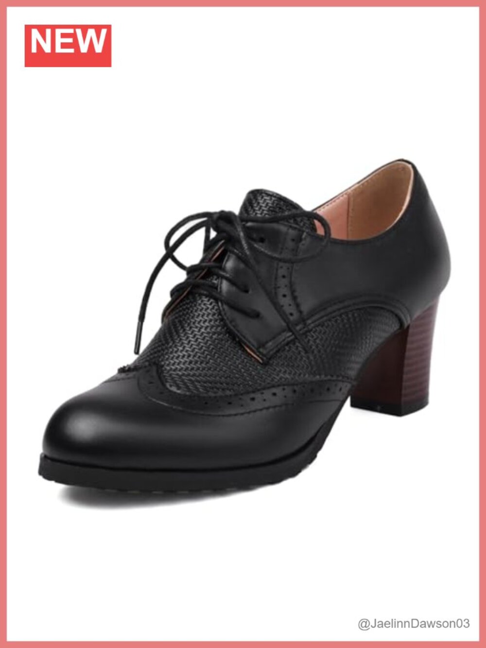 Chunky High Heels Wingtip Oxfords Lace Up Stacked Block Heel Vintage Brogues